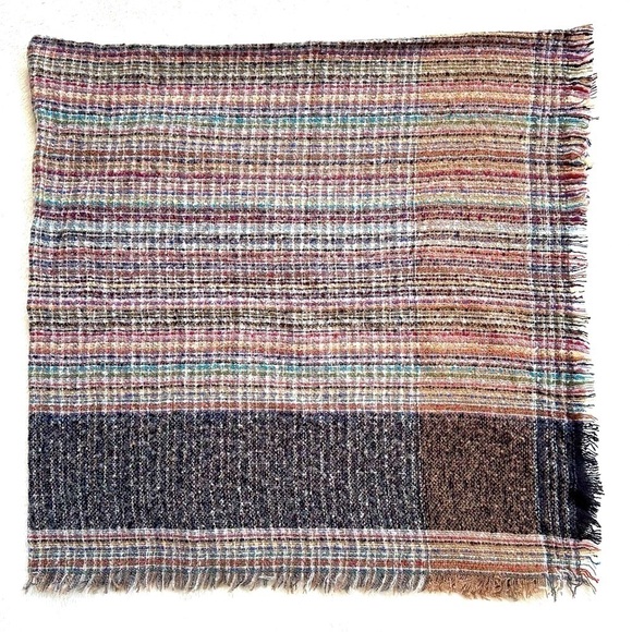 Luxury Cashmere Acrylic Plaid Knitted Triangle Scarf - Picture 2 of 3